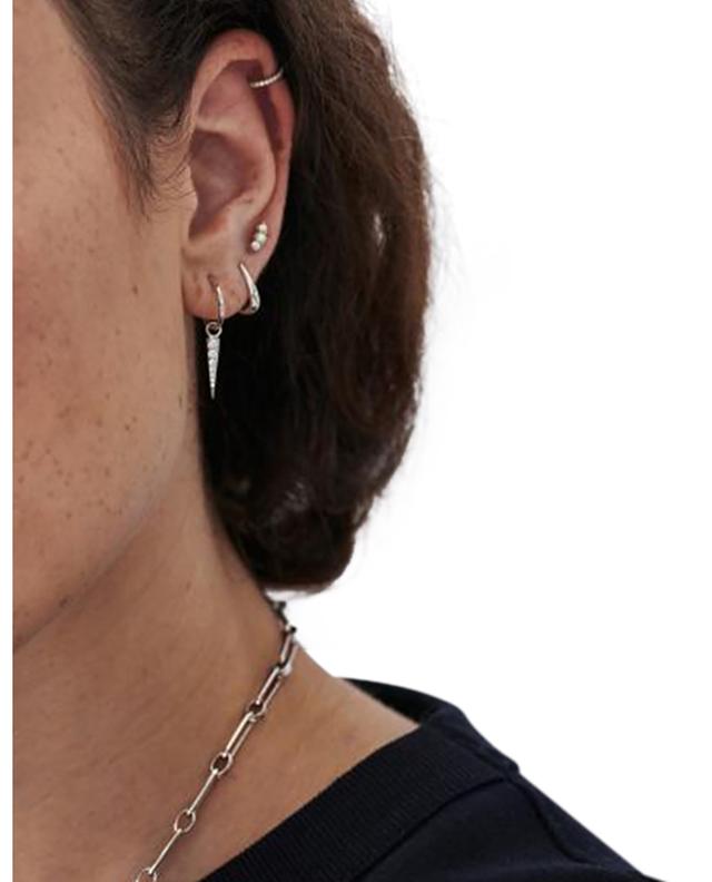 Mini Spike Pavé zirconia and silver hoop earrings MISSOMA
