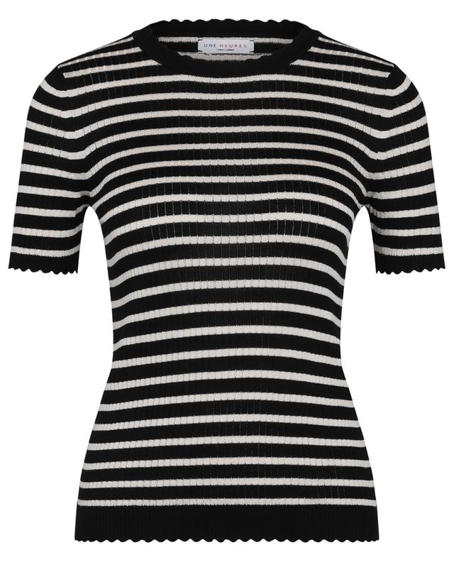 Scalloped striped short-sleeved jumper UNE HEURES