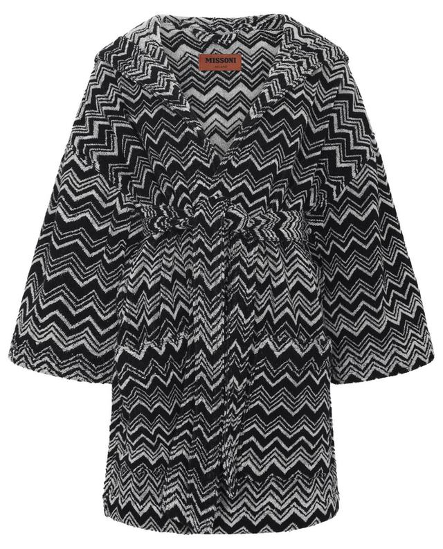 Short hooded herringbone bathrobe MISSONIHOME