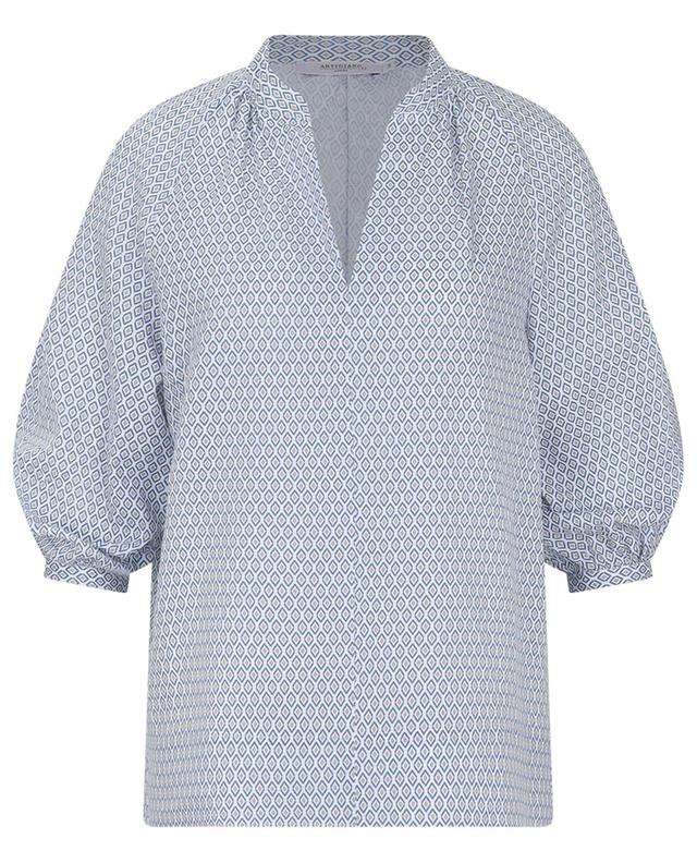 Katharina linen and cotton three-quarter sleeve blouse ARTIGIANO