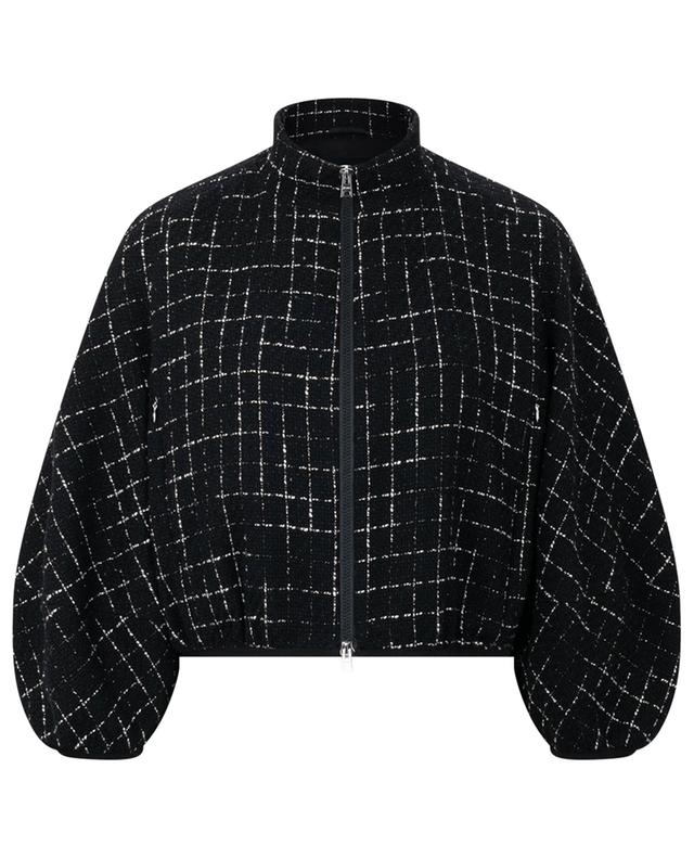 Sequin and check adorned tweed bomber jacket HERNO