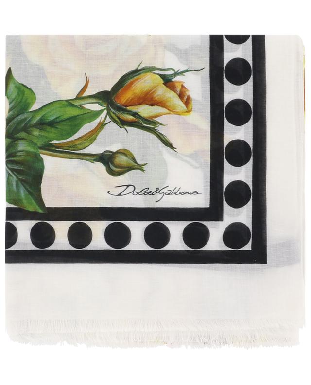 Flower and polka dot printed modal and cashmere scarf DOLCE &amp; GABBANA