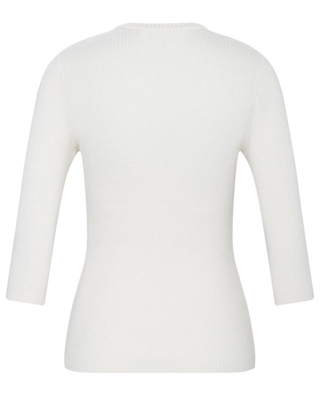 Fitted wool and silk rib knit jumper with drop cut-out BARBARA BUI