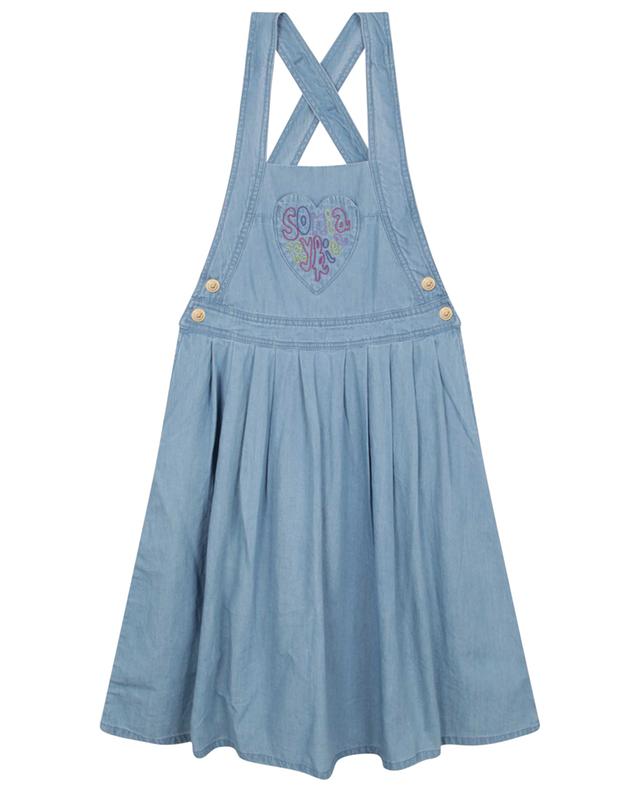 Logo embroidered girl&#039;s dungaree dress in chambray SONIA RYKIEL