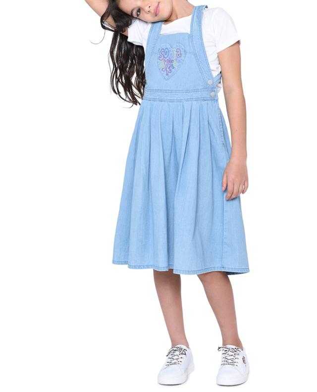 Mädchen-Trägerkleid aus Chambray mit Logostickerei SONIA RYKIEL
