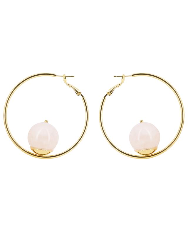Sonia L gold-tone hoop earrings with rose quartz D&#039;ESTRËE