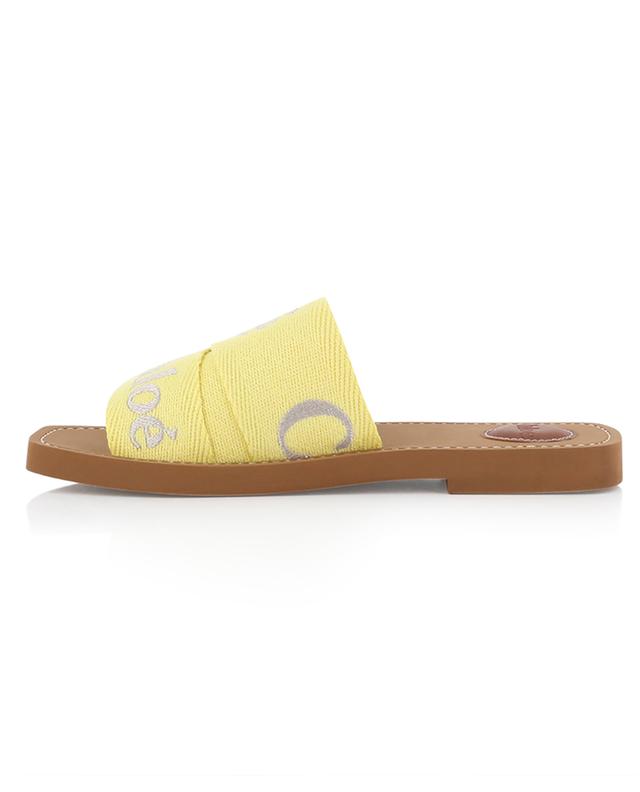 Woody embroidered linen flat slides CHLOE