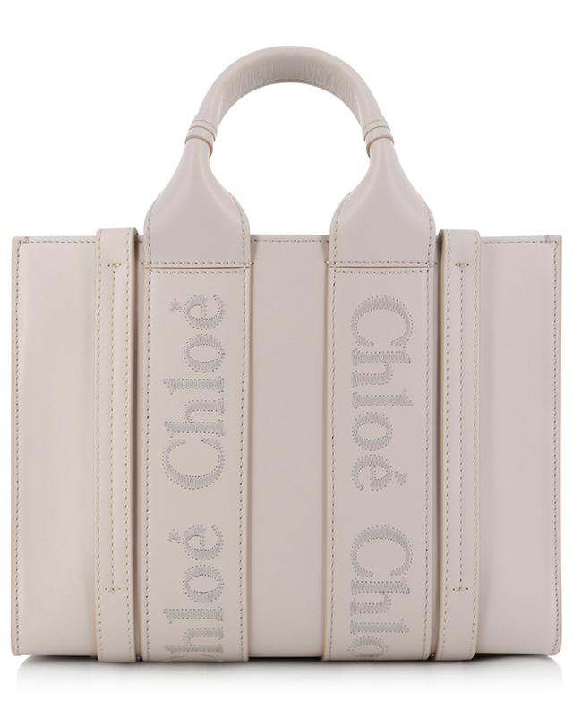 Woody Small embroidered smooth leather tote bag CHLOE