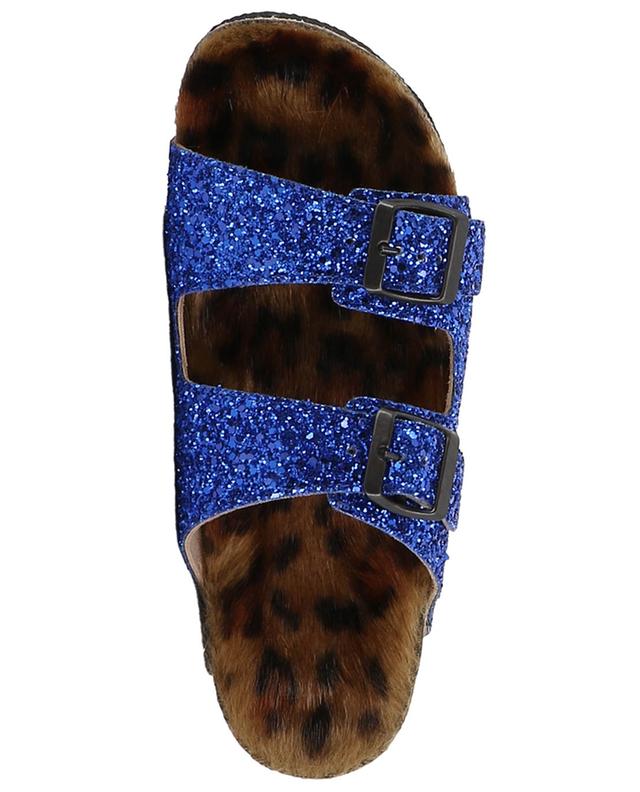 Glitter faux fur lined flat sandals ANNIEL