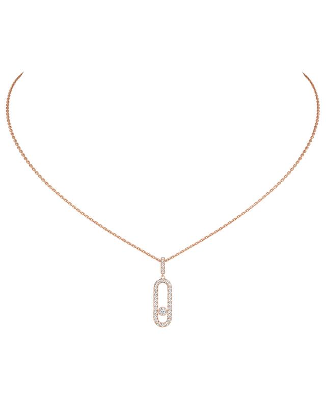 Move Uno GM Pavé pink gold and diamond necklace MESSIKA