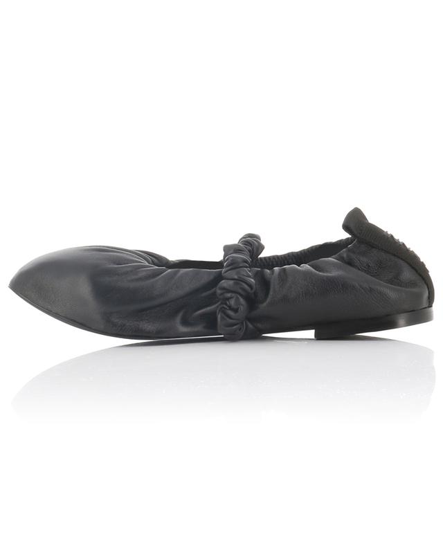 Scrunchie square-toe nappa leather ballet flats GANNI