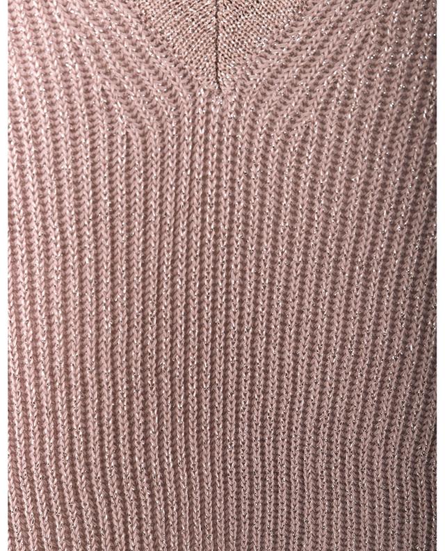 Organic cotton glittering rib knit V-neck jumper FABIANA FILIPPI