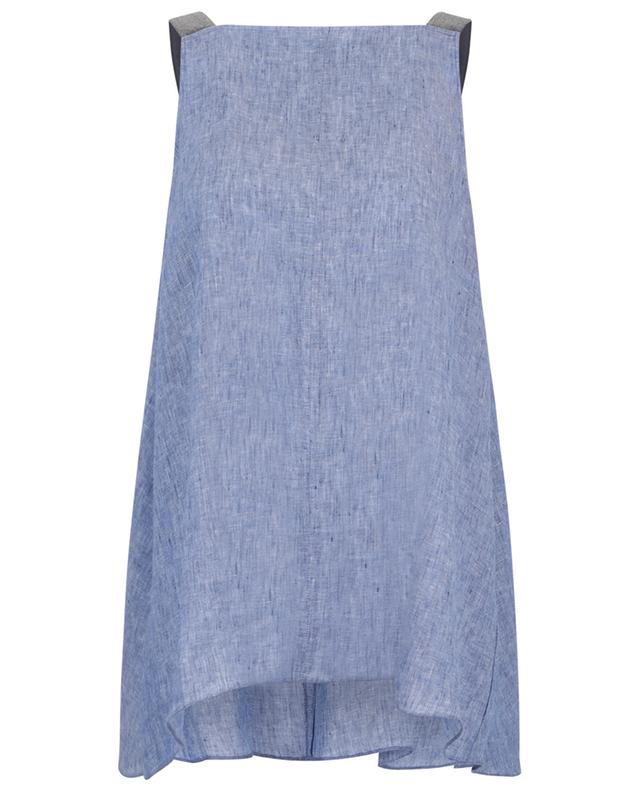 A-line linen top with bead embroidered straps FABIANA FILIPPI