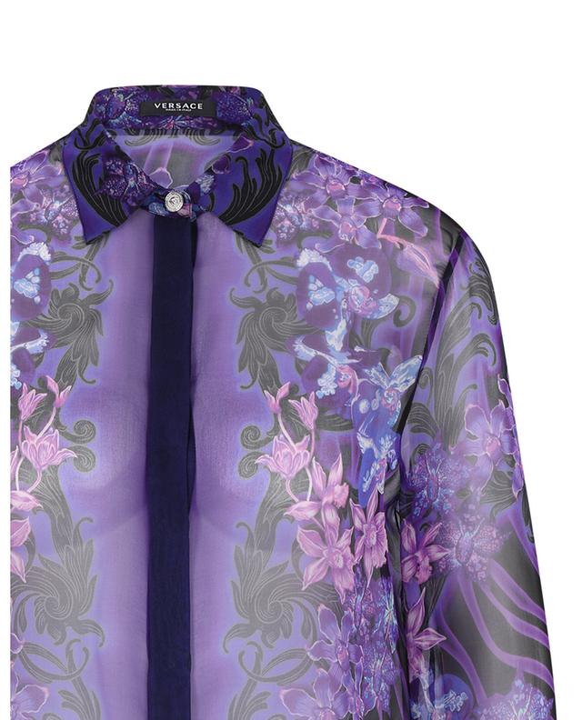 Orchid Barocco silk chiffon printed shirt VERSACE