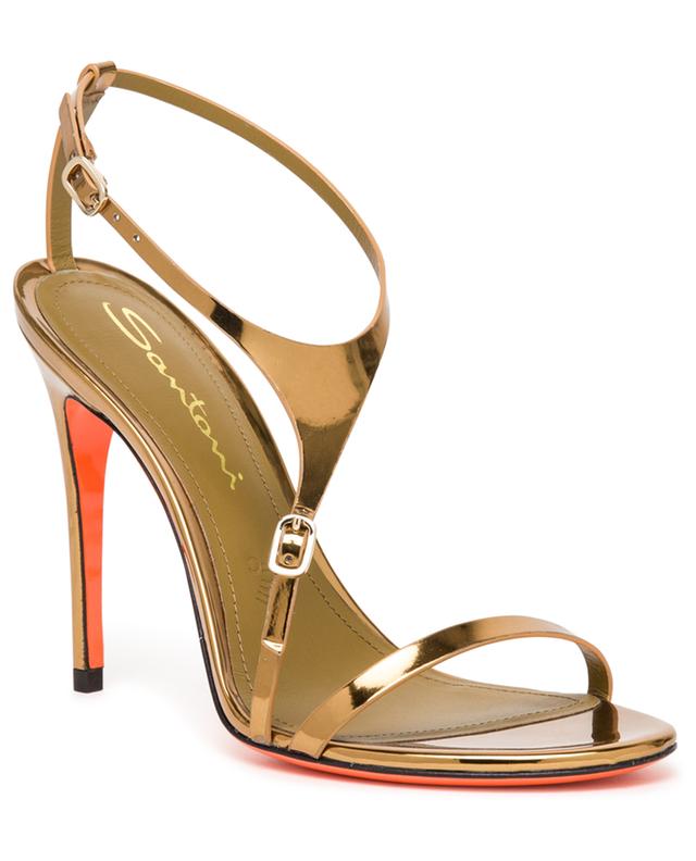 Metallic leather heeled sandals SANTONI