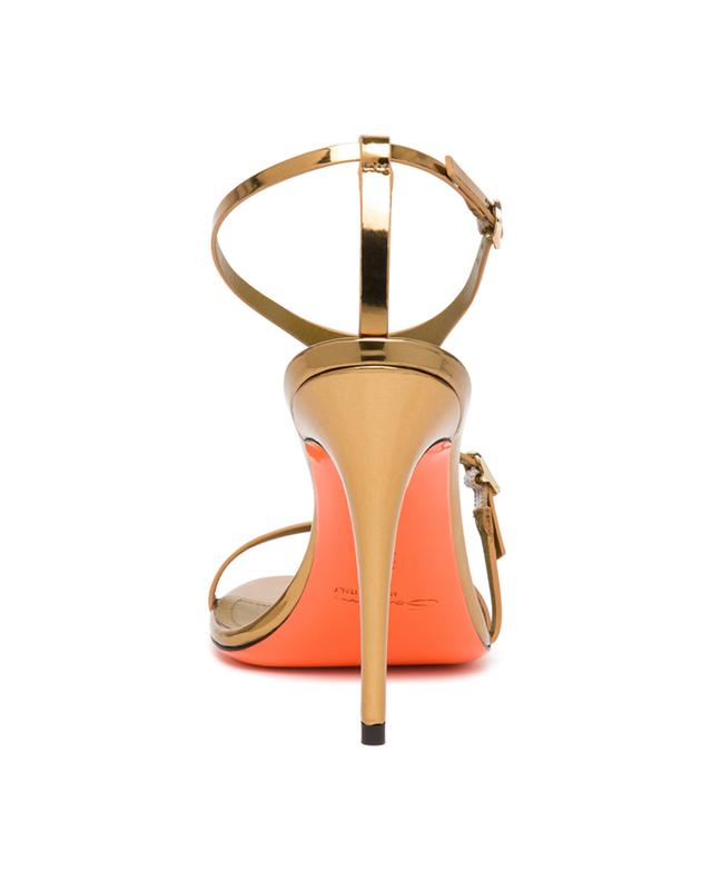 Metallic leather heeled sandals SANTONI