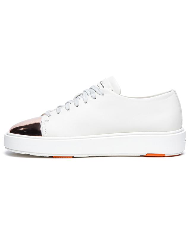 Low-top lace-up leather and metallic leather sneakers SANTONI