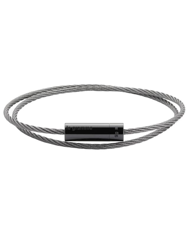 Câble Double Tour Le 7 g double cable bracelet in polished silver and ceramic LE GRAMME