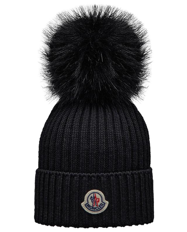 Girl&#039;s knit beanie with fluffy pompom MONCLER