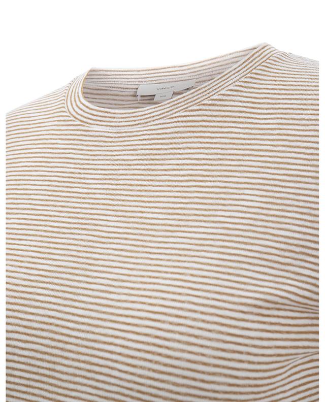 Micro-Stripe cotton three-quarter sleeve T-shirt VINCE