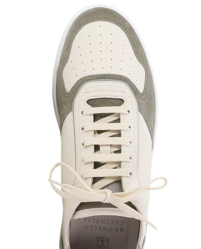 Grained leather and suede low-top lace-up sneakers BRUNELLO CUCINELLI