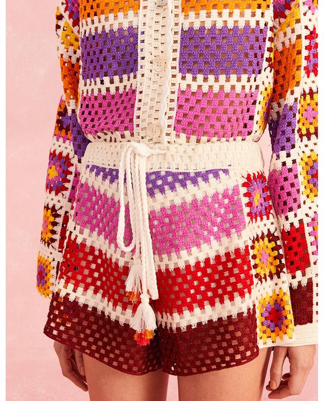 Mixed Crochet Stripes openwork mini shorts FARM RIO