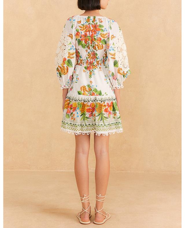 Tropical Romance Scarf embroidered and printed mini dress in voile FARM RIO