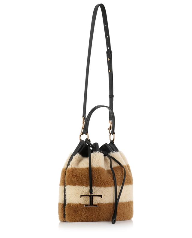 Timeless T Small striped bi-material bucket bag TOD&#039;S