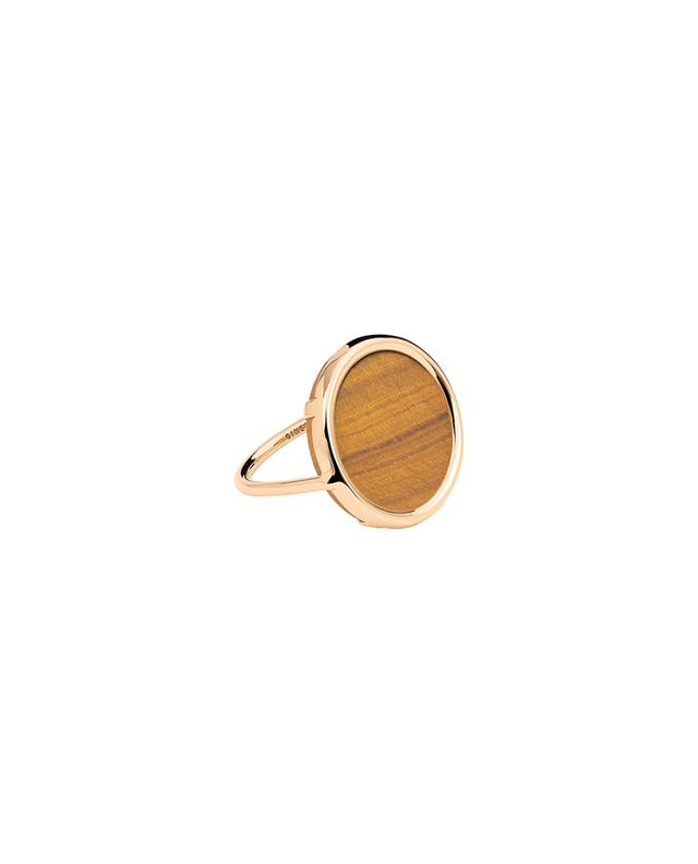 Ever Disc rose gold and tiger&#039;s eye ring GINETTE NY