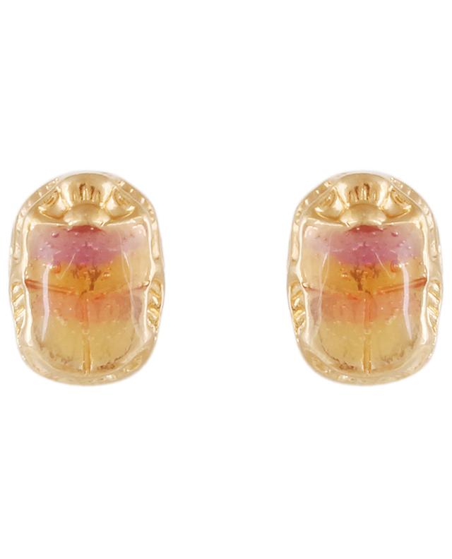 Puce Scaramouche enamelled gold-tone stud earrings GAS BIJOUX