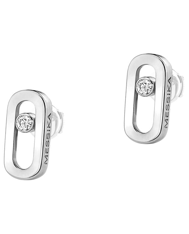 Move Uno white gold stud earrings with single diamonds MESSIKA