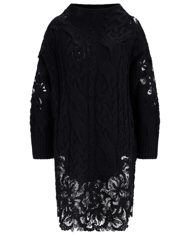 Lace adorned short cable-knit jumper dress ERMANNO SCERVINO