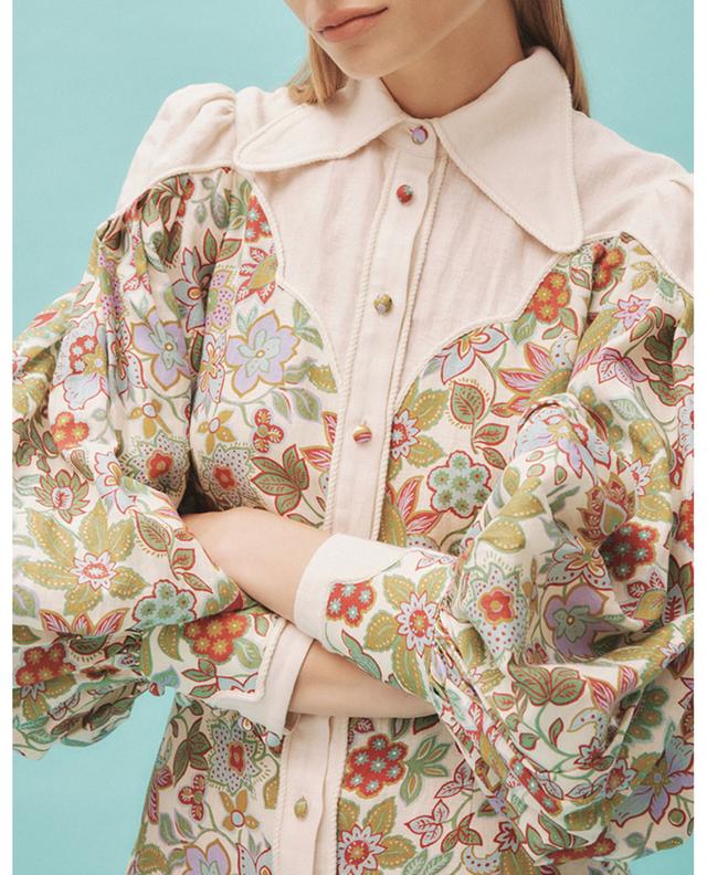 Isabella Panel floral linen midi shirt dress ALEMAIS