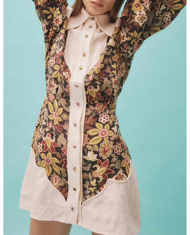 Mini robe chemise en lin fleuri Isabella Panel ALEMAIS
