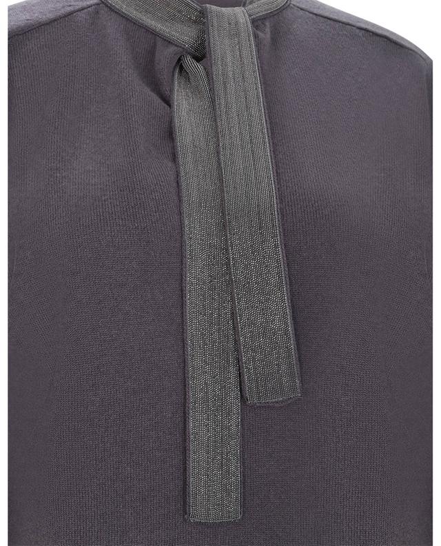 Fine V-neck jumper with shiny necktie FABIANA FILIPPI