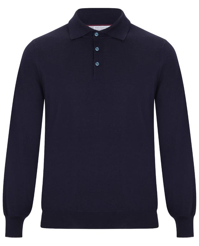Long-sleeved wool and cashmere knit polo shirt BRUNELLO CUCINELLI