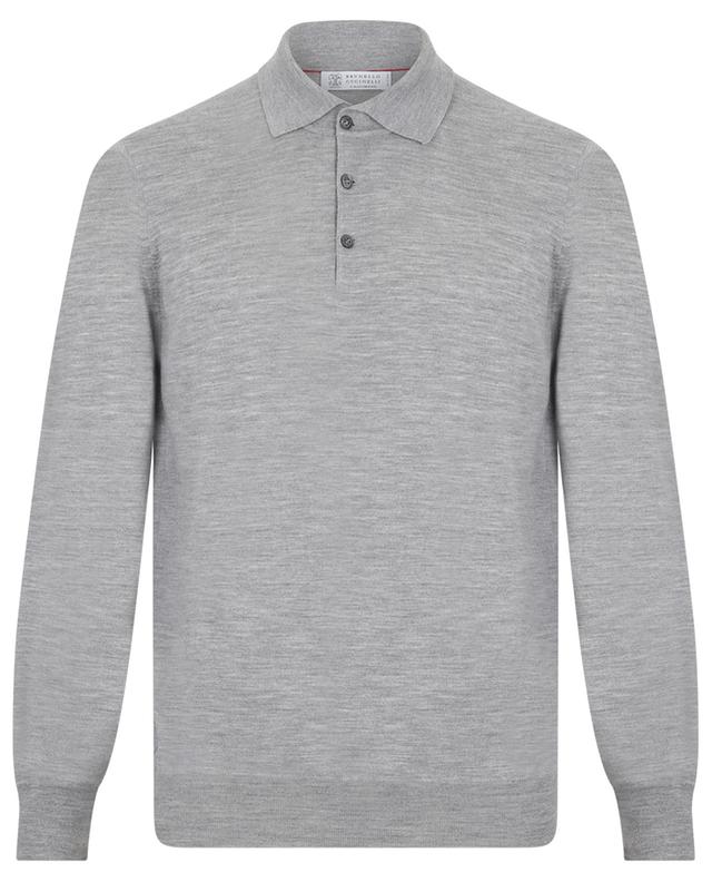 Long-sleeved wool and cashmere knit polo shirt BRUNELLO CUCINELLI