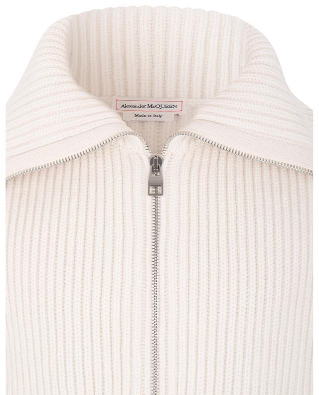 Full-zip chunky rib knit cardigan with stand-collar ALEXANDER MC QUEEN