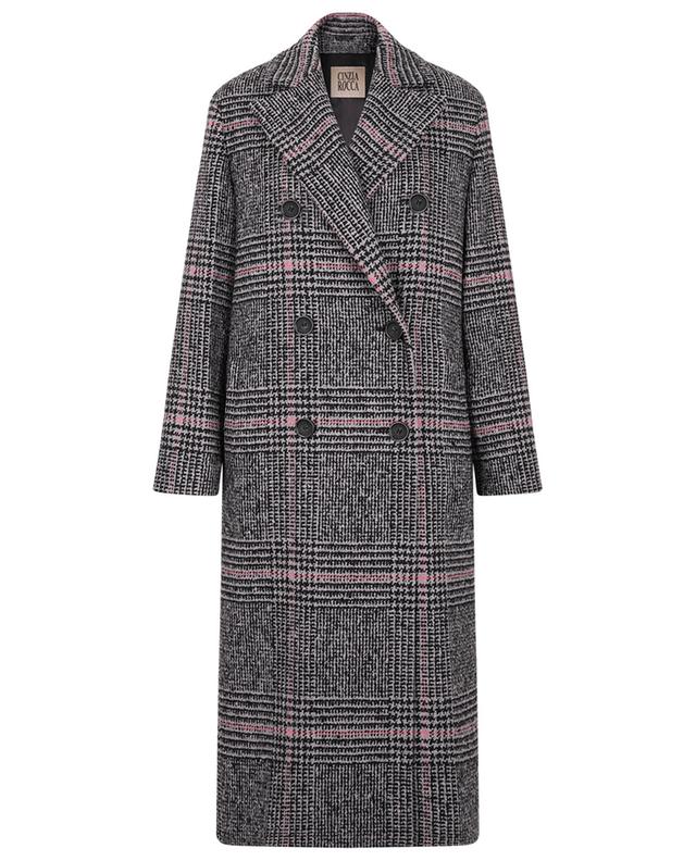 Checked double-breasted virgin wool long coat CINZIA ROCCA