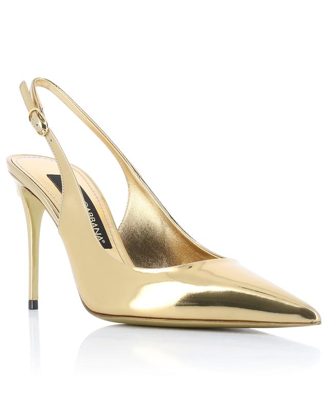Lollo 90 gold-tone patent leather sling-back pumps DOLCE &amp; GABBANA