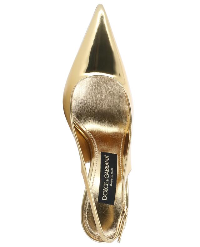 Lollo 90 gold-tone patent leather sling-back pumps DOLCE &amp; GABBANA