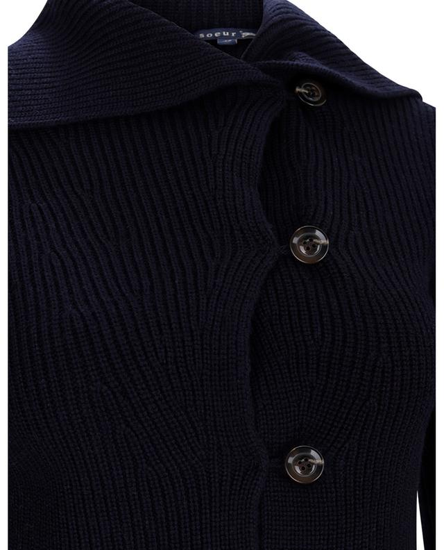 Wimy rib knit cardigan with shirt collar SOEUR