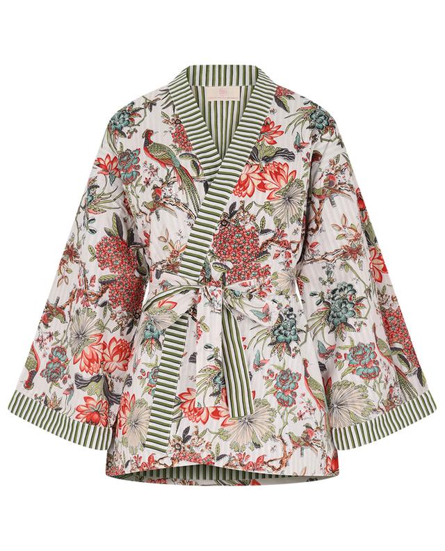 Kimono court en coton Oiseaux Blanc CAROLINE DE BENOIST