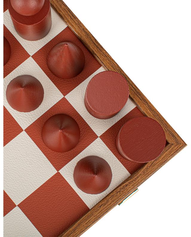 Schachspiel aus Holz und Kunstleder Bauhaus Style MANOPOULOS