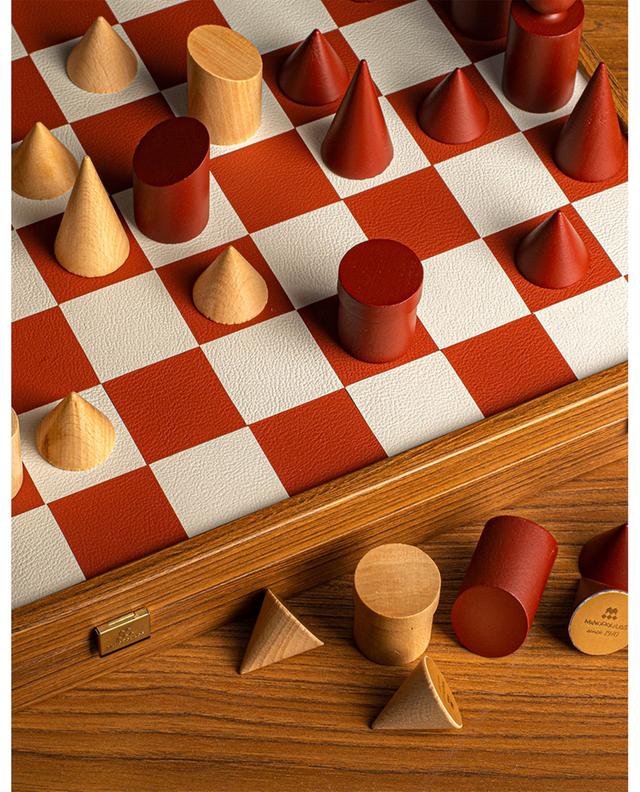 Jeu d&#039;échecs en bois et similicuir Bauhaus Style MANOPOULOS