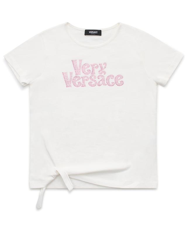 Very Versace girl&#039;s crystal adorned T-shirt with tie-waist VERSACE