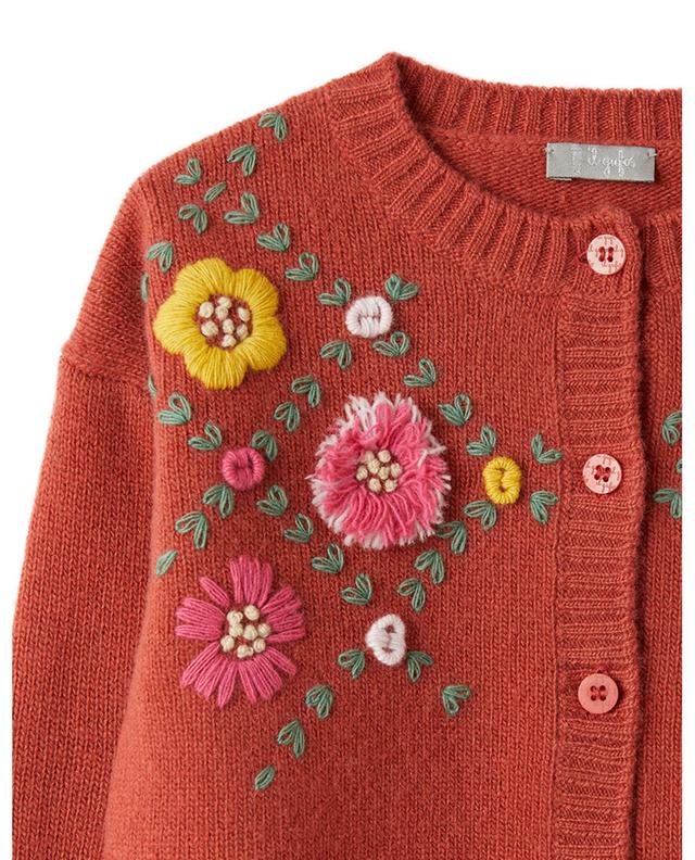 Flower embroidered girl&#039;s wool cardigan IL GUFO
