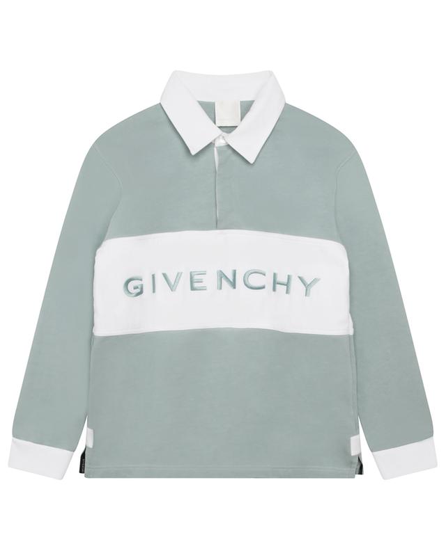Logo embroidered boy&#039;s long-sleeved bi-material polo shirt GIVENCHY