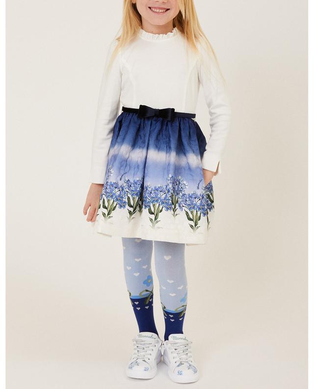 Stampata Fiori girl&#039;s bi-material dress MONNALISA