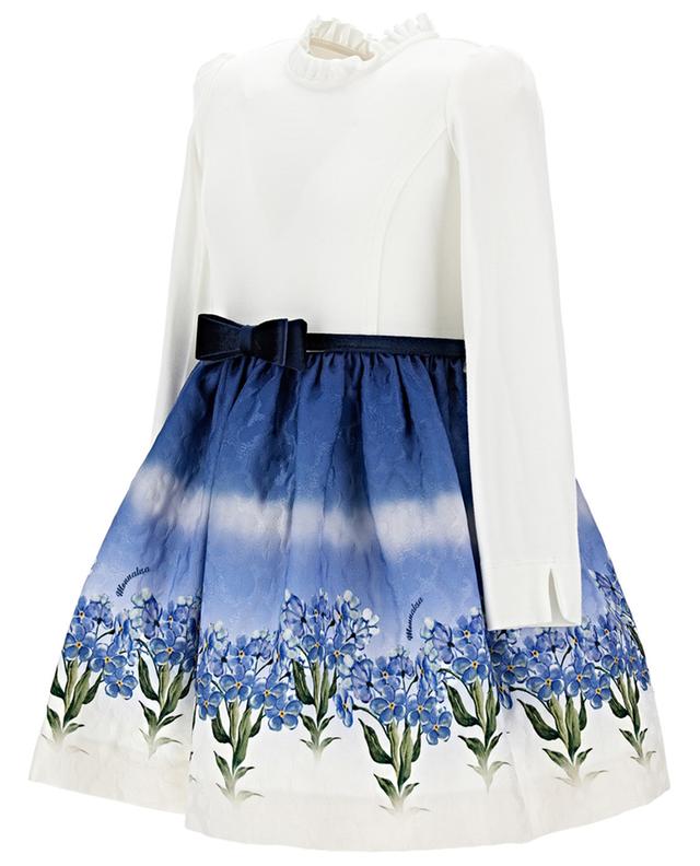 Stampata Fiori girl&#039;s bi-material dress MONNALISA
